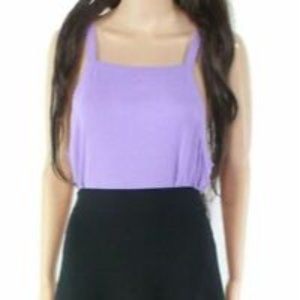 NWT Bp. Trim Ribbed Purple Swim Bodysuit Square Neck Sleeveless Women's Size 1X